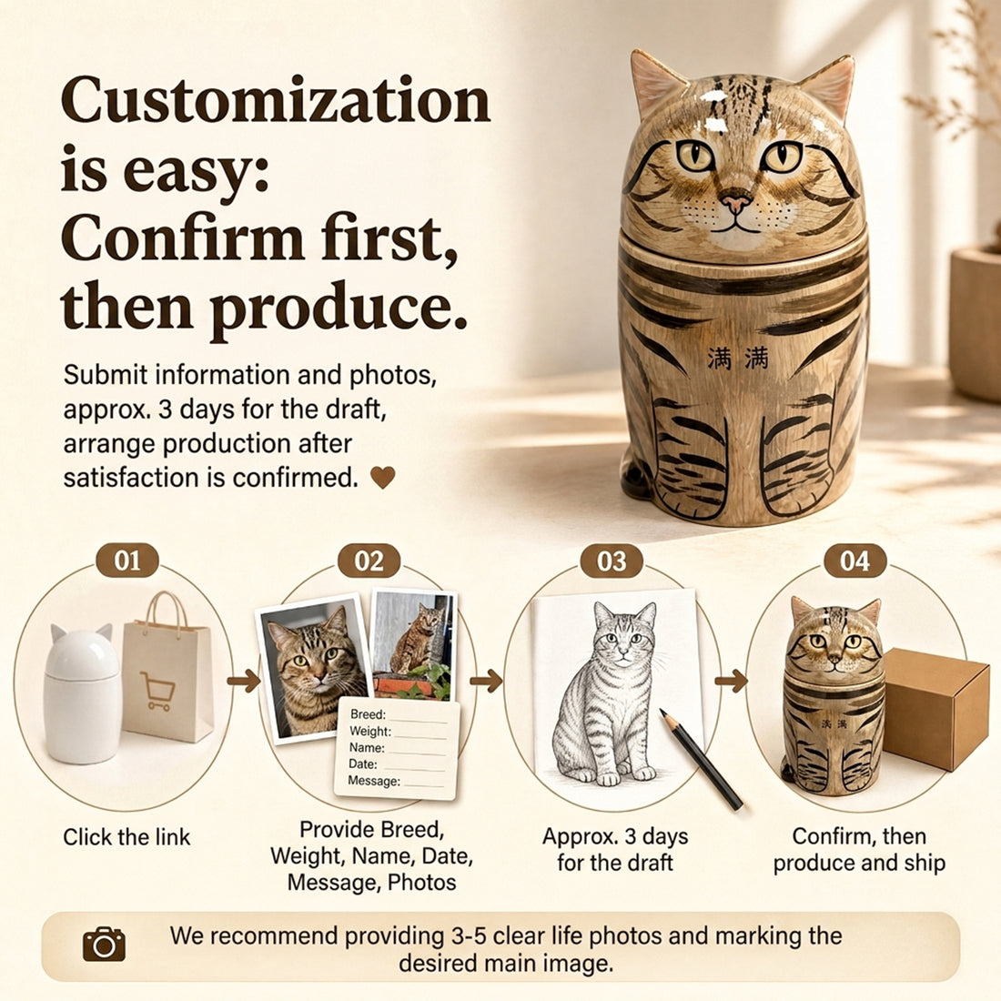 Custom Pet Memorial Urn – Hand-Painted From Your Pet’s Photo