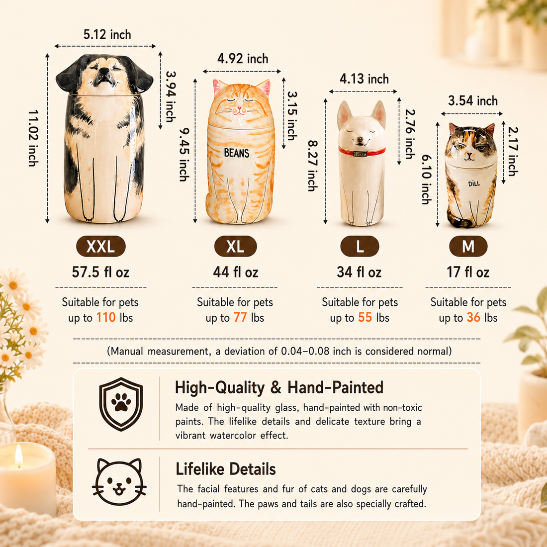 Custom Pet Memorial Urn – Hand-Painted From Your Pet’s Photo