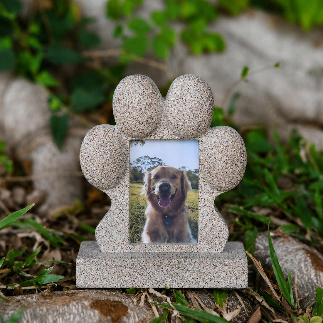 Personalized Pet Memorial Stone with Photo Frame