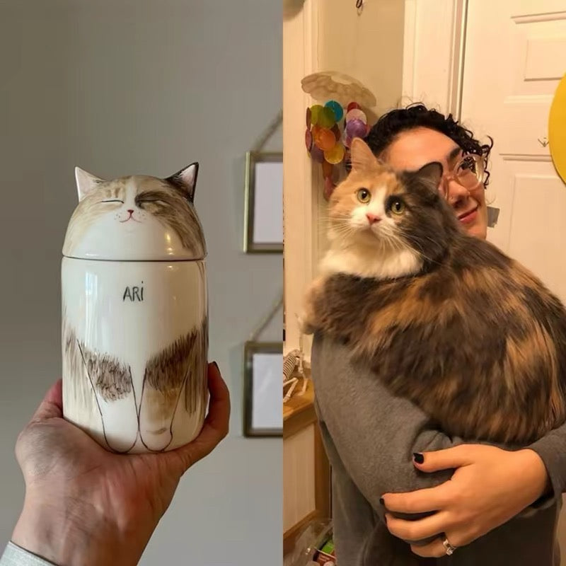 Custom Pet Memorial Urn – Hand-Painted From Your Pet’s Photo